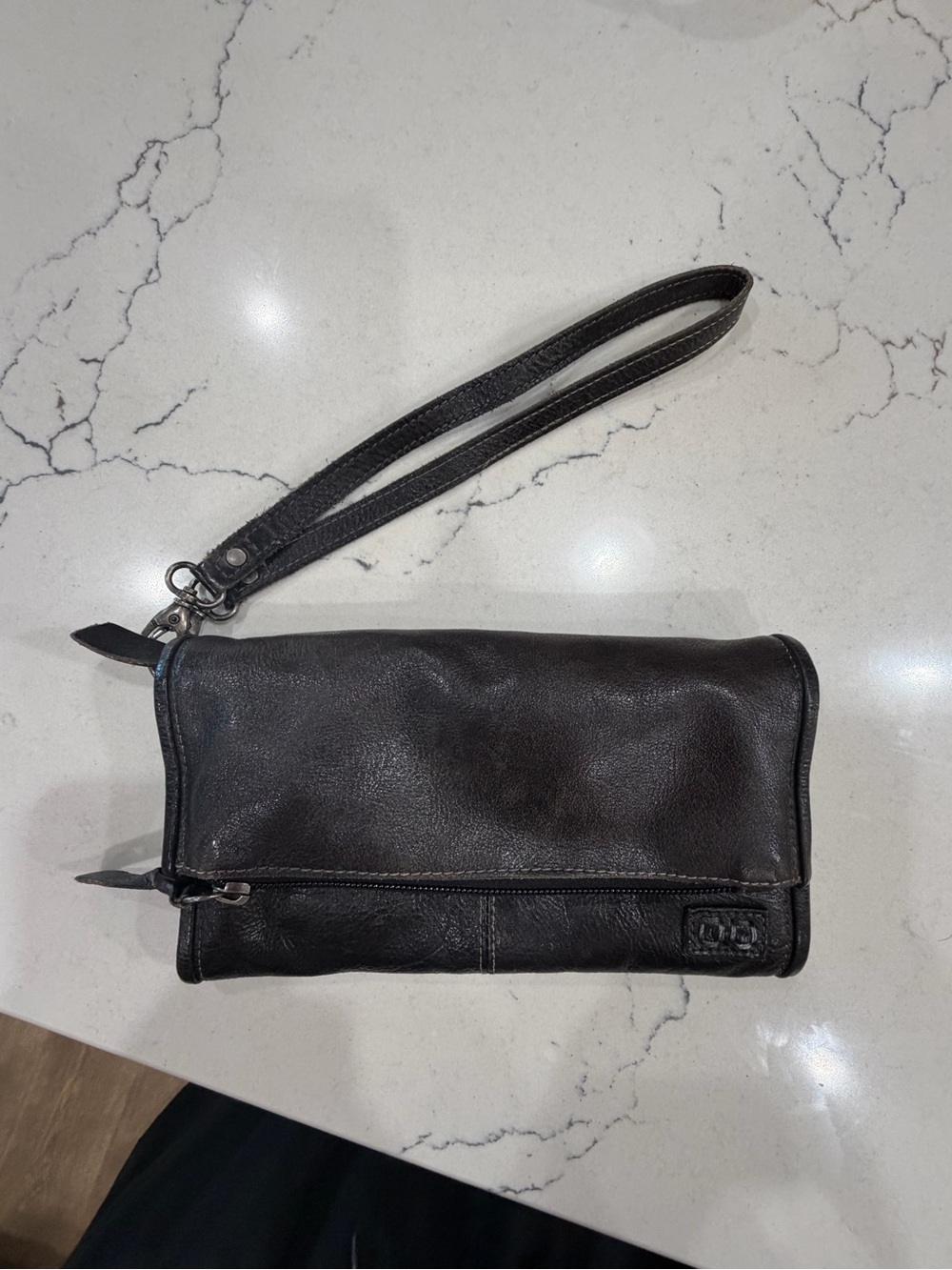 Bed Stu Black Leather Wristlet Clutch Wallet